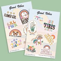 "Good Vibes" stickers, vinyl sticker, sticker sheets, large stickers, removable stickers,printed in usa