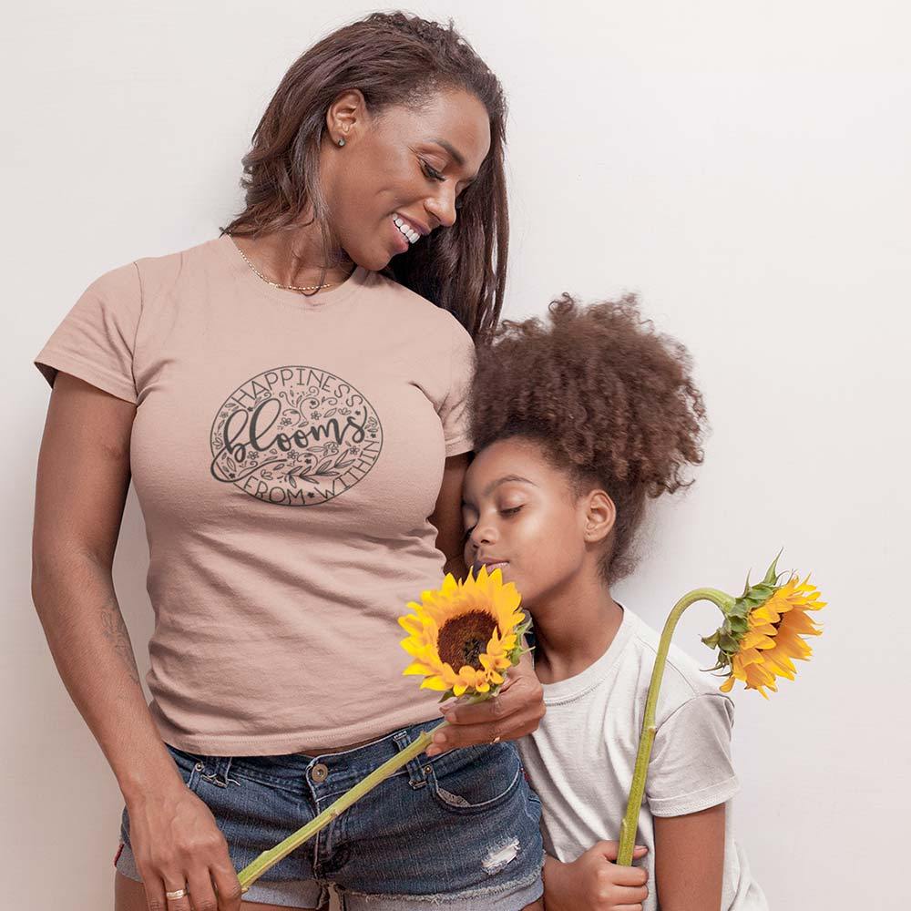 happiness blooms within print tshirt women gender neutral mens
