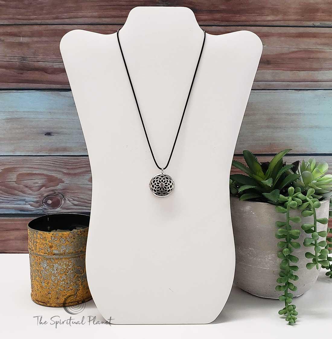 Lotus Lava Stone Locket aromatherapy necklace  essential oil