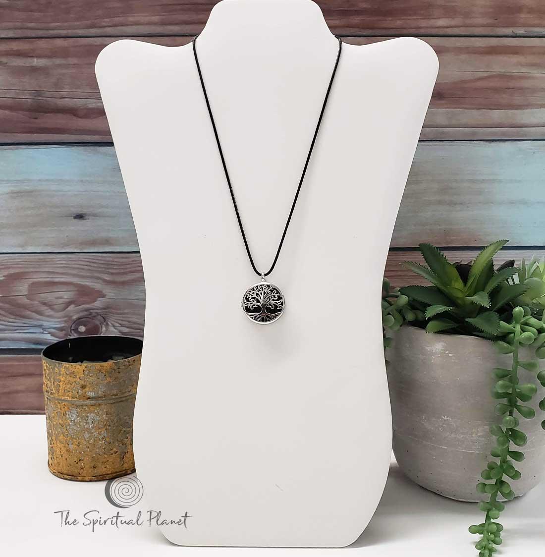 Tree of Life Lava Stone Locket. aromatherapy necklace  essential oil diffuser
