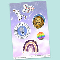 "Leo" stickers, vinyl sticker, sticker sheets, large stickers, removable stickers, printed in usa
