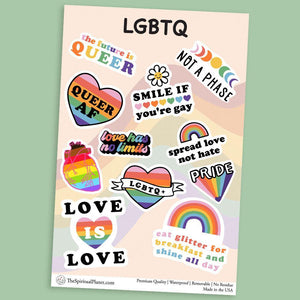 "LGBTQ" stickers, vinyl sticker, sticker sheets, large stickers, removable stickers,printed in usa,