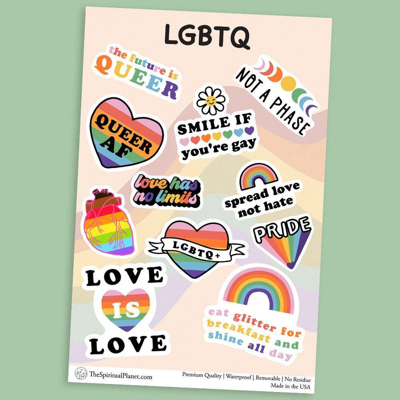 "LGBTQ" stickers, vinyl sticker, sticker sheets, large stickers, removable stickers,printed in usa,