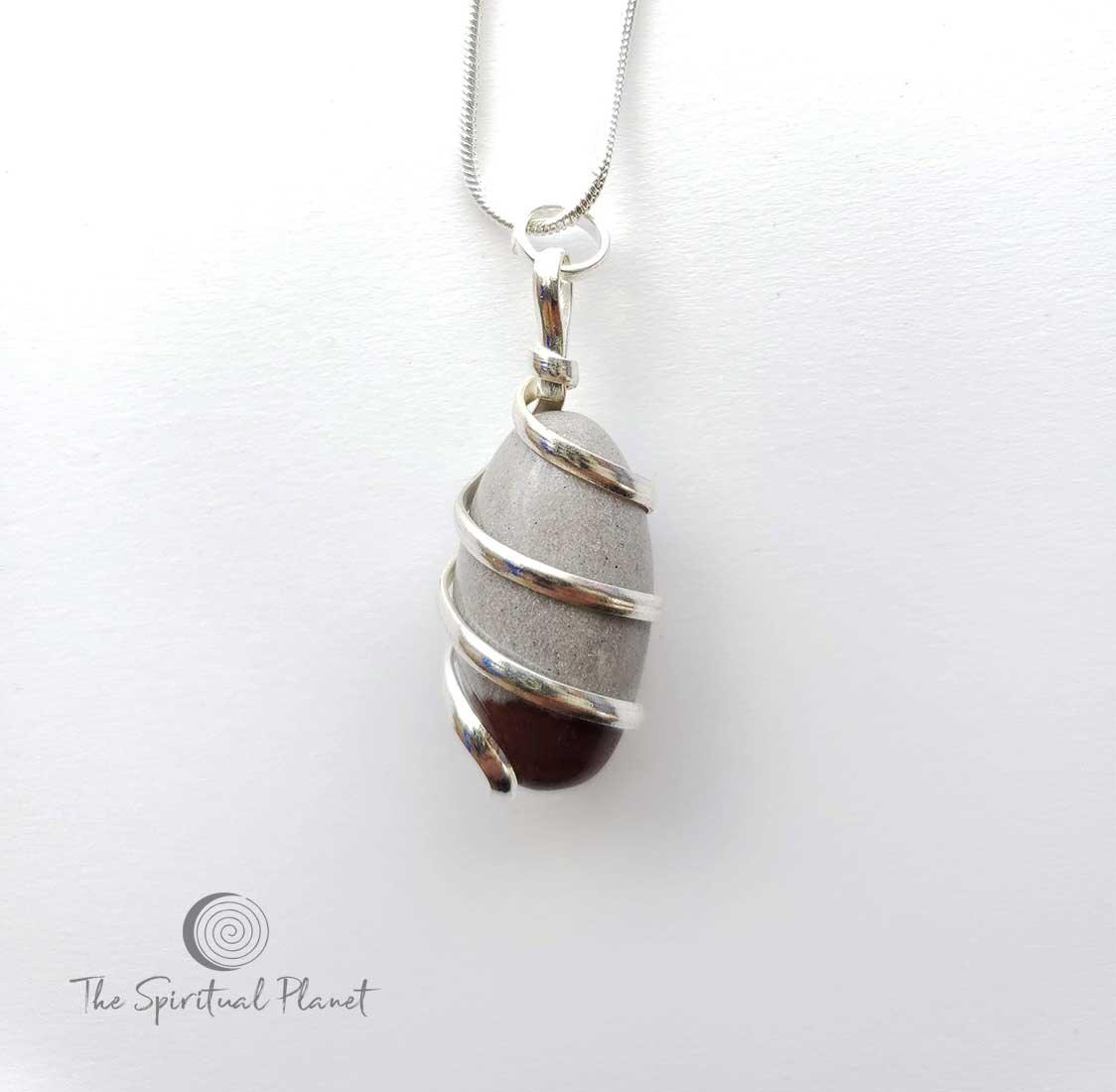 Shiva Lingam Wire Wrapped Pendant Necklace, stones necklace, lingam stone, india