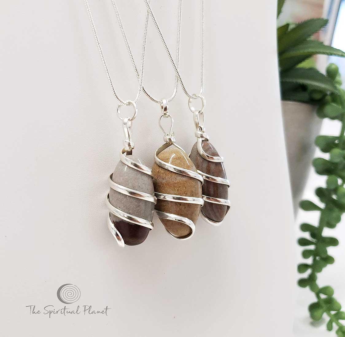 Shiva Lingam Wire Wrapped Pendant Necklace, stones necklace, lingam stone, india