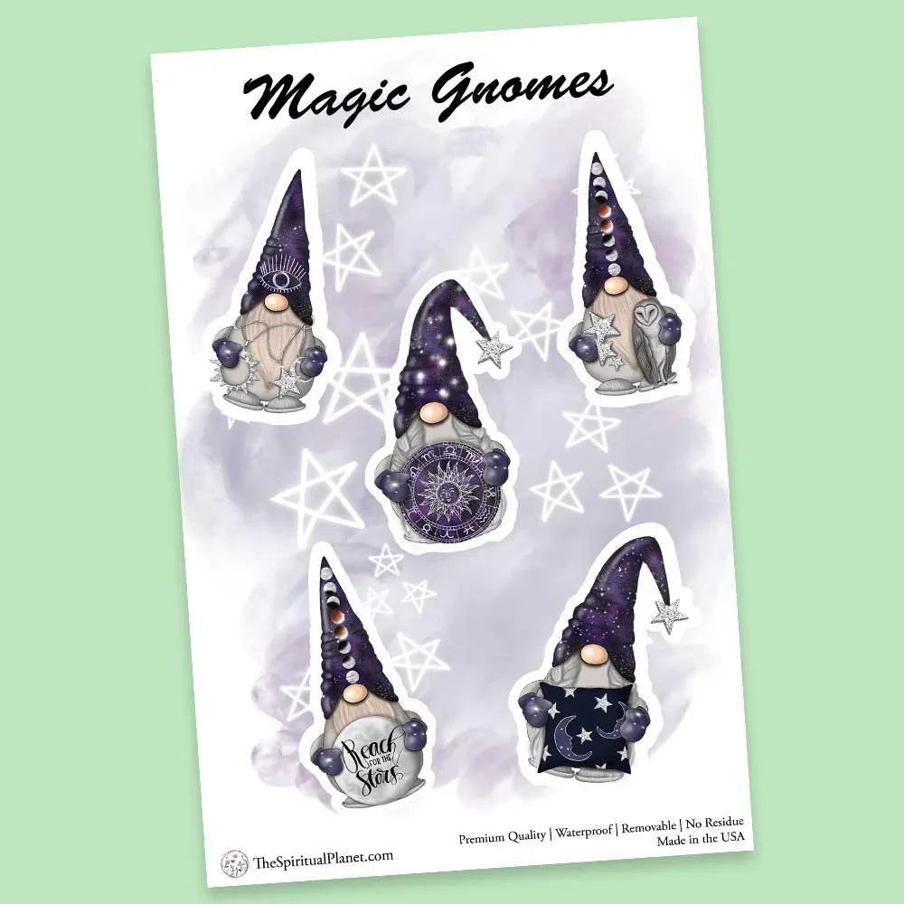 "Magic Gnomes" stickers, vinyl sticker, sticker sheets, large stickers, removable stickers, printed in usa