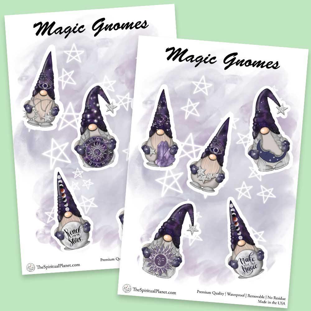 "Magic Gnomes" stickers, vinyl sticker, sticker sheets, large stickers, removable stickers, printed in usa