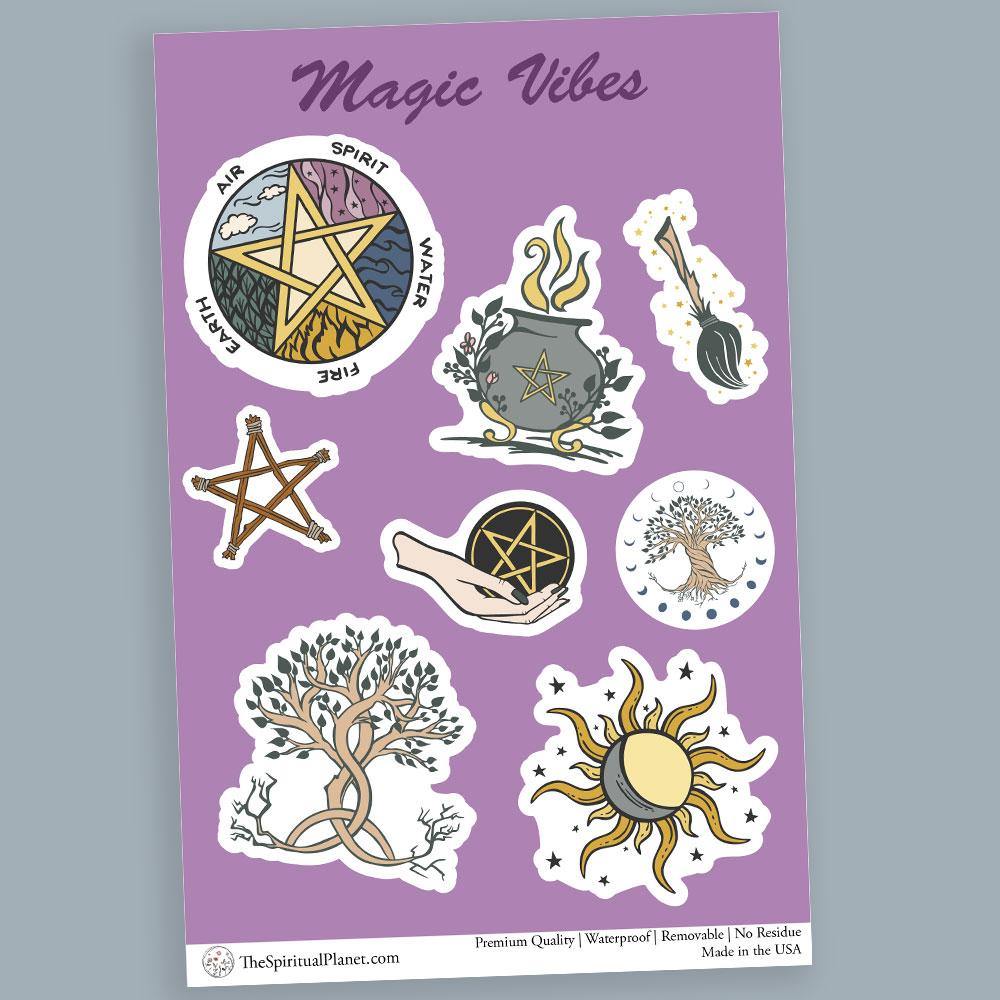 "Magic Vibes" stickers, vinyl sticker, sticker sheets, large stickers, removable stickers,printed in usa,