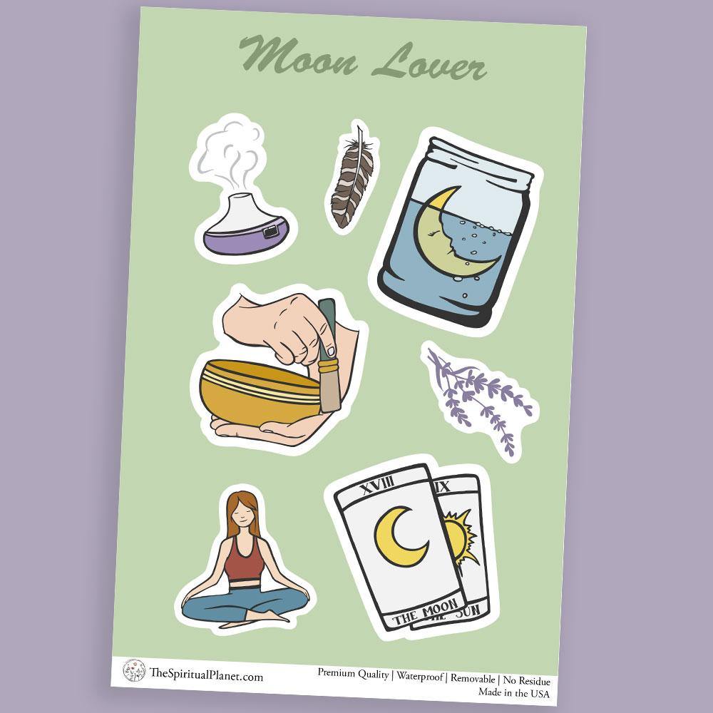 "Moon Lover" stickers, vinyl sticker, sticker sheets, large stickers, removable stickers,printed in usa