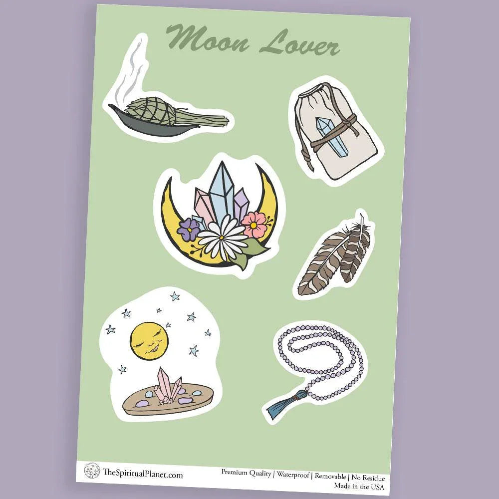 "Moon Lover" stickers, vinyl sticker, sticker sheets, large stickers, removable stickers,printed in usa