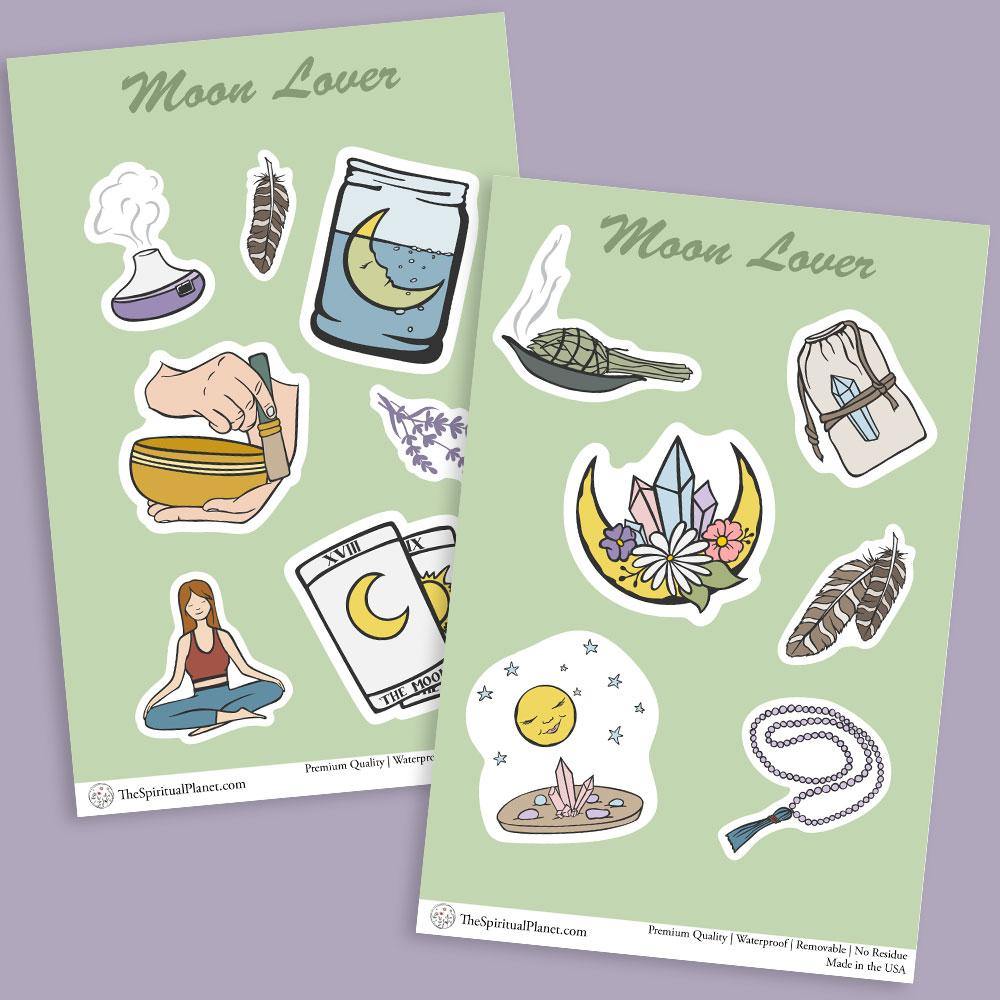 "Moon Lover" stickers, vinyl sticker, sticker sheets, large stickers, removable stickers,printed in usa