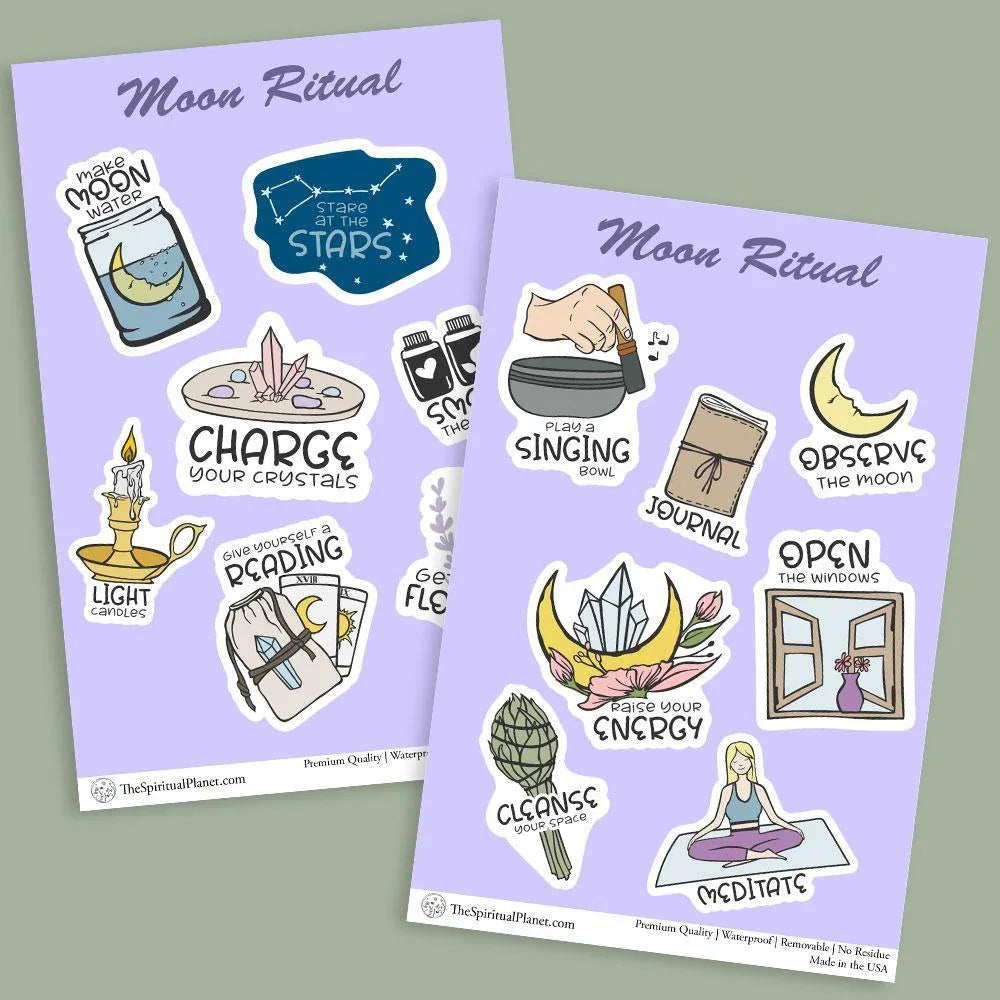 "Moon Ritual" stickers, vinyl sticker, sticker sheets, large stickers, removable stickers,printed in usa