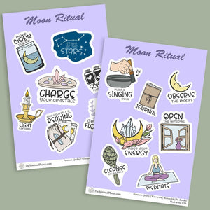 "Moon Ritual" stickers, vinyl sticker, sticker sheets, large stickers, removable stickers,printed in usa