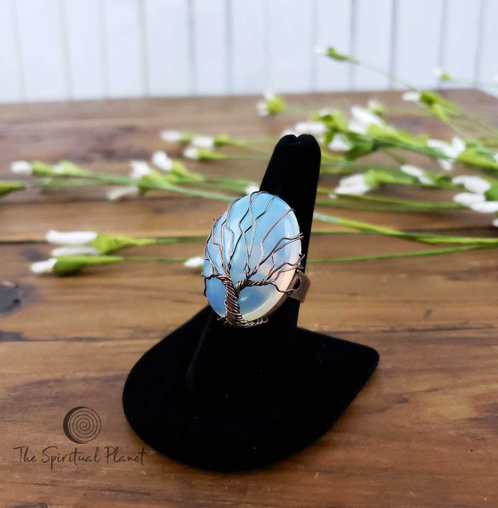 Tree of Life Ring, Tree of Life Teardrop Necklace, opalite, obsidian, Tree of Life Silver Heart Necklace, tiger eye, Silver Tree of Life Teardrop Necklace, wire wrapped stone, rose quartz, green aventurine, amethyst, necklace