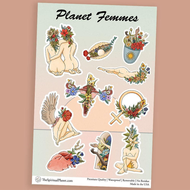 "Planet Femmes" stickers, vinyl sticker, sticker sheets, large stickers, removable stickers,printed in usa,