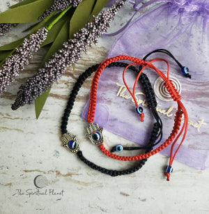 evil eye hamsa braided string bracelet red string black string bracelet 
