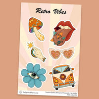 "Retro Vibes" stickers, vinyl sticker, sticker sheets, large stickers, removable stickers,printed in usa