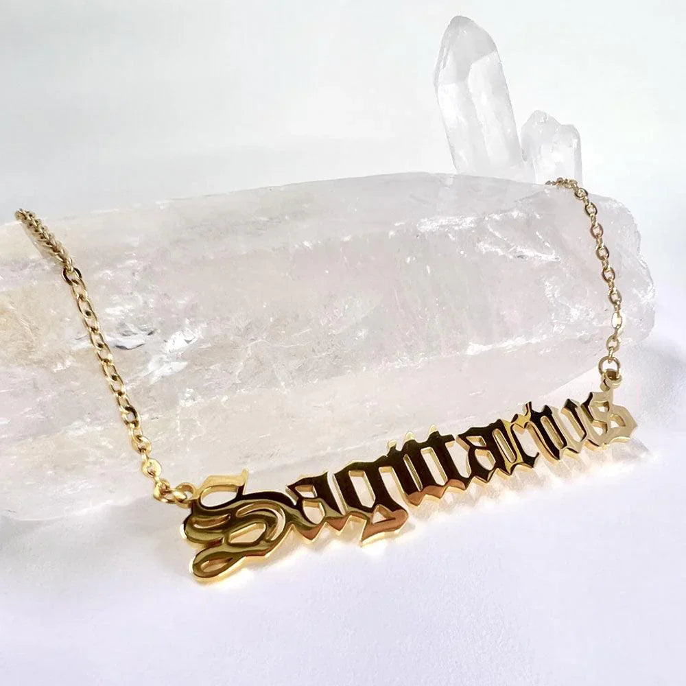Sagittarius Necklace, Sagittarius Script Necklace, Sagittarius Zodiac Sign Necklace, Zodiac Gift, Sagittarius  Name Necklace, SagittariusOld English Necklace, SagittariusGifts