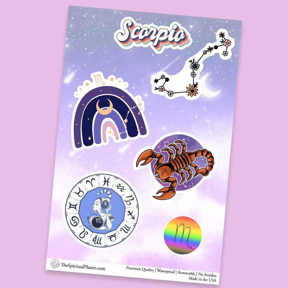 "Scorpio" stickers, vinyl sticker, sticker sheets, large stickers, removable stickers, printed in usa