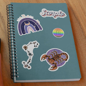 "Scorpio" stickers, vinyl sticker, sticker sheets, large stickers, removable stickers, printed in usa