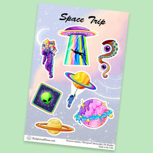 "Space Trip" stickers, vinyl sticker, sticker sheets, large stickers, removable stickers, printed in usa