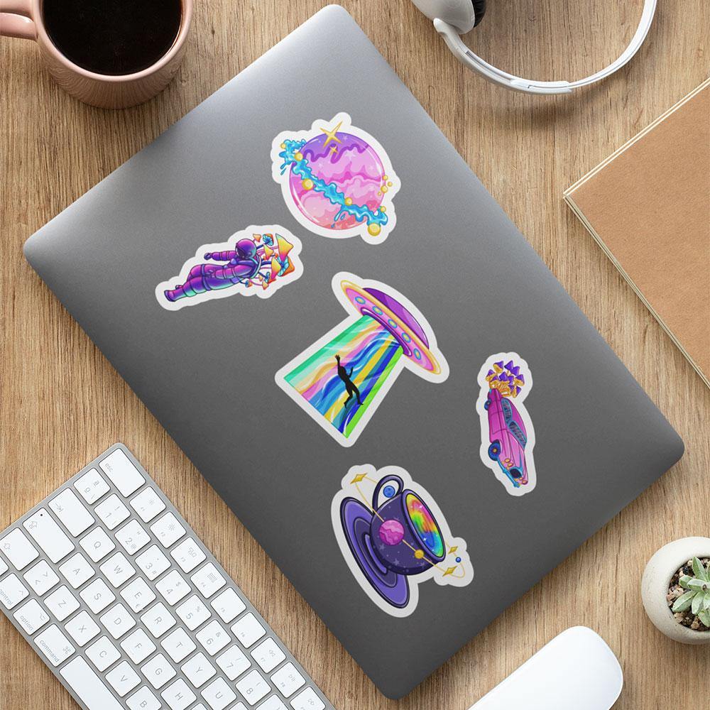 "Space Trip" stickers, vinyl sticker, sticker sheets, large stickers, removable stickers,printed in usa
