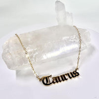 Taurus Necklace, Taurus Script Necklace, Taurus Zodiac Sign Necklace, Zodiac Gift, Taurus Name Necklace, Taurus Old English Necklace, Taurus Gifts
