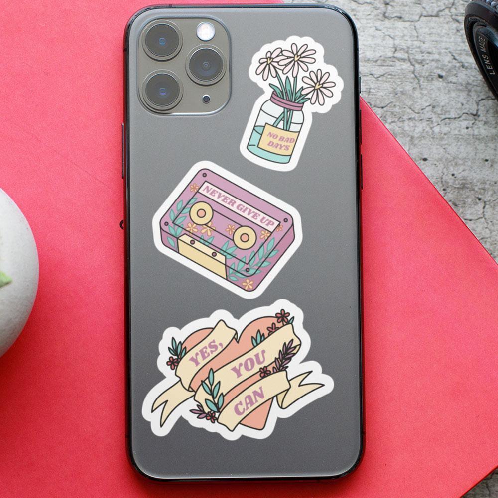 "Think Positive" stickers, vinyl sticker, sticker sheets, large stickers, removable stickers,printed in usa