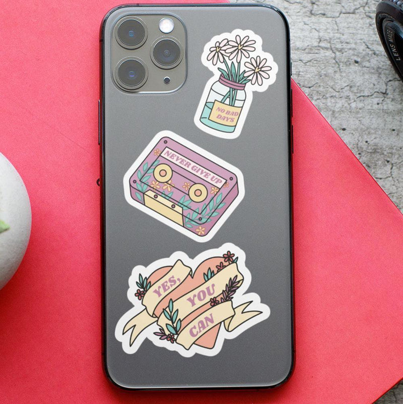 "Think Positive" stickers, vinyl sticker, sticker sheets, large stickers, removable stickers,printed in usa