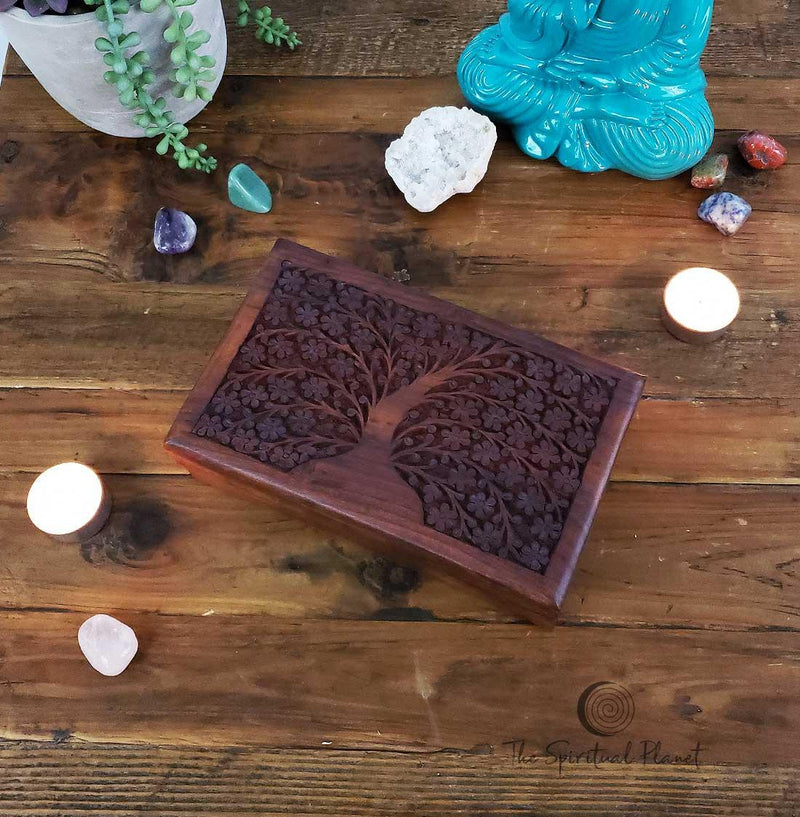 Flower Tree Wood Keepsake Box  wooden box india jewelry box, crystal box,