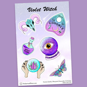 "Violet Witch" stickers, vinyl sticker, sticker sheets, large stickers, removable stickers,printed in usa