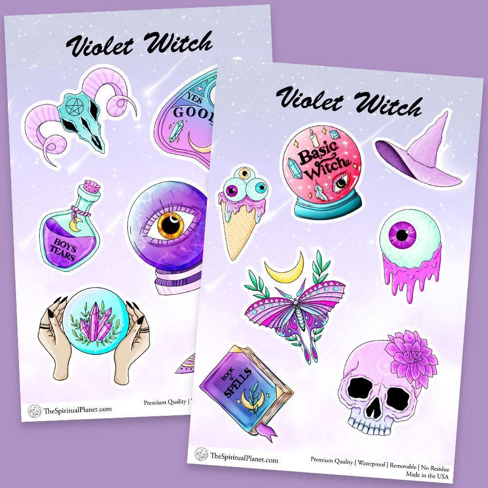 "Violet Witch" stickers, vinyl sticker, sticker sheets, large stickers, removable stickers,printed in usa
